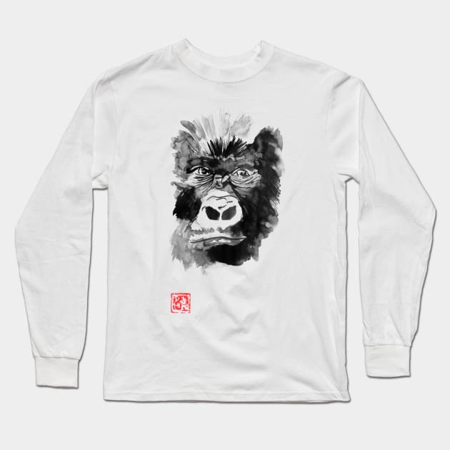 gorilla face Long Sleeve T-Shirt by pechane